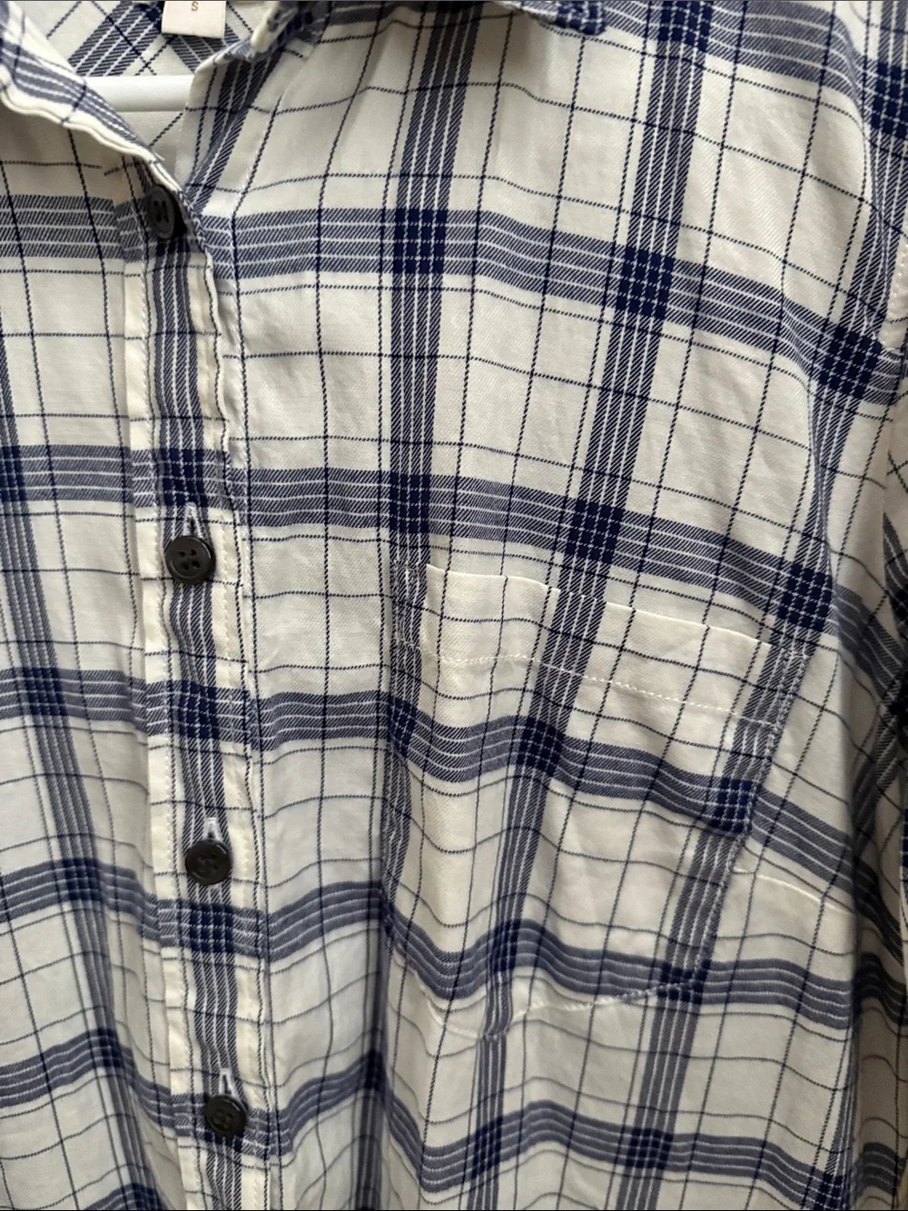 J. Crew White and Navy Plaid Casual Button-Down Shirt